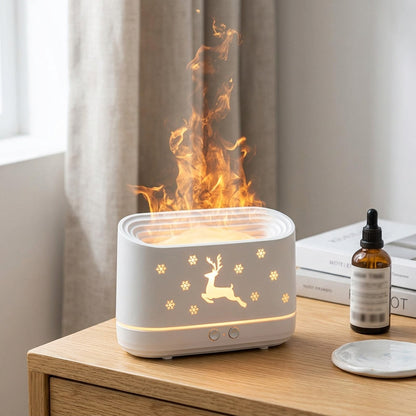 Flame Humidifier Lamp with Ultrasonic Mist