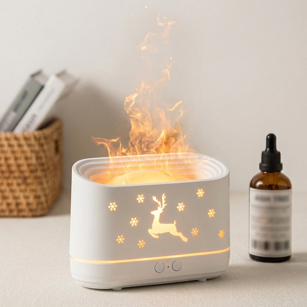 Flame Humidifier Lamp with Ultrasonic Mist