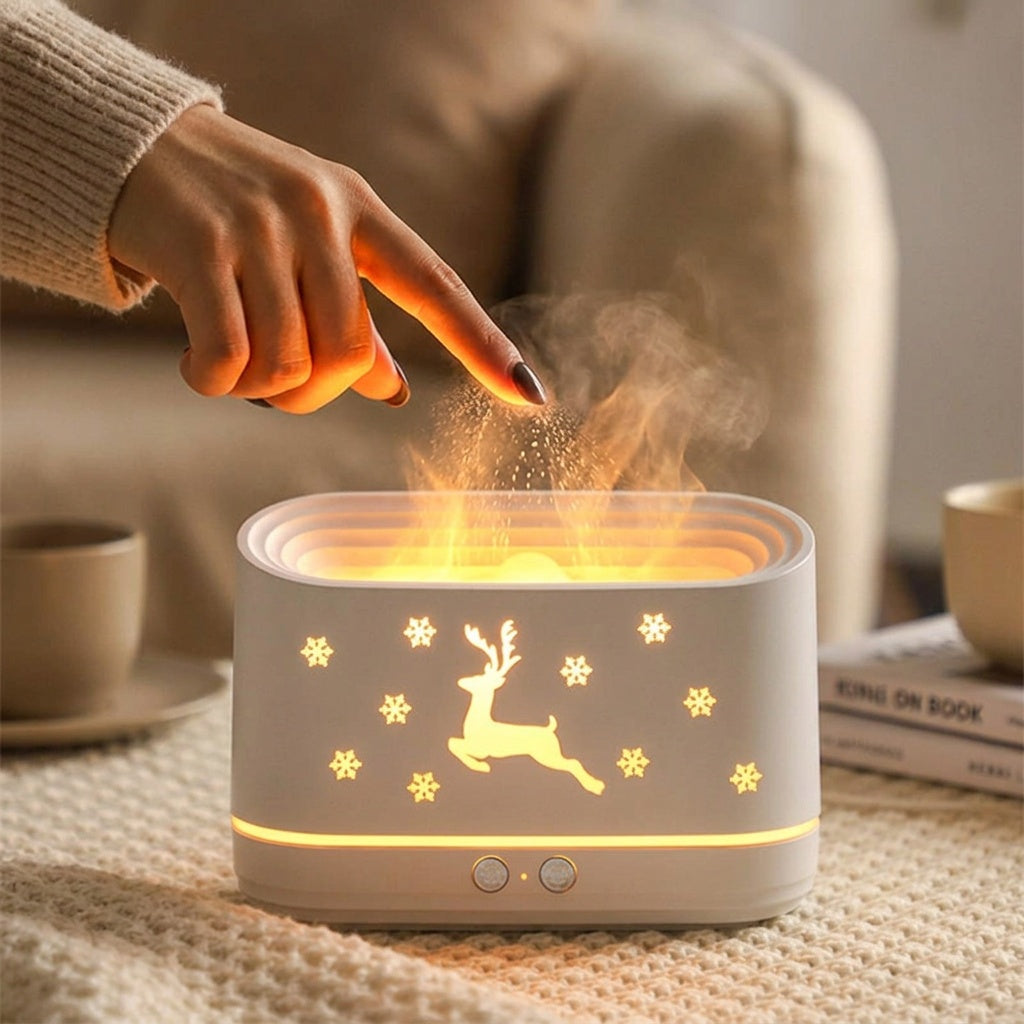 Flame Humidifier Lamp with Ultrasonic Mist
